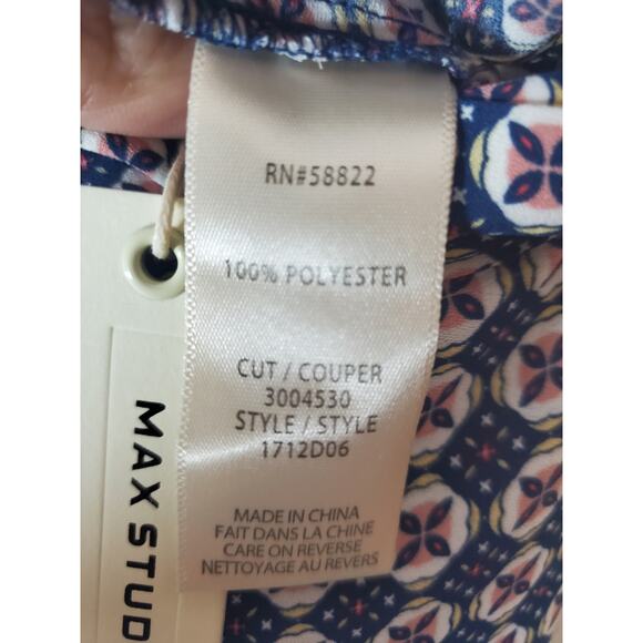 Max Studio Blue Patterned Crepe Wide Leg Pants, NWT, Medium - Picture 6 of 6